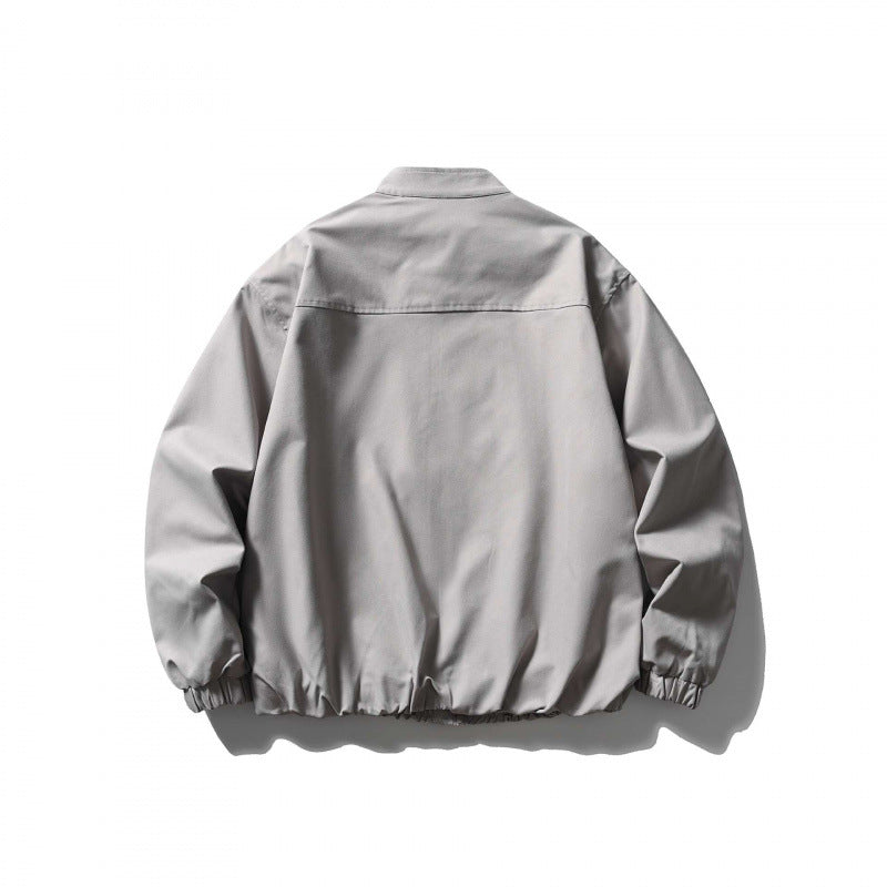 Unisex Oversize lightweight bomber jacket with stand-up collar, zipper, and elastic hem Chichicherry
