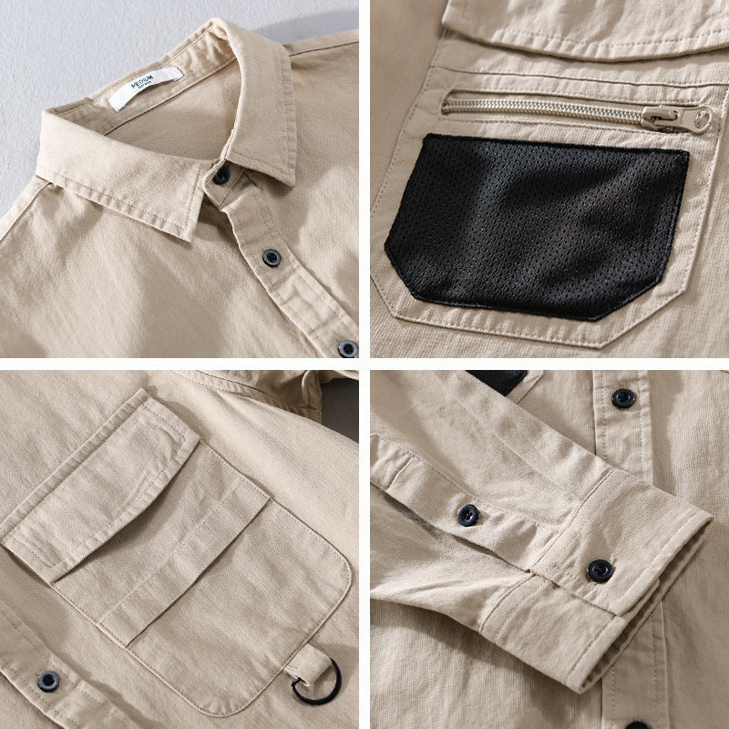 Men's utility overshirt made of cotton blend with multiple pockets and D-ring Chichicherry