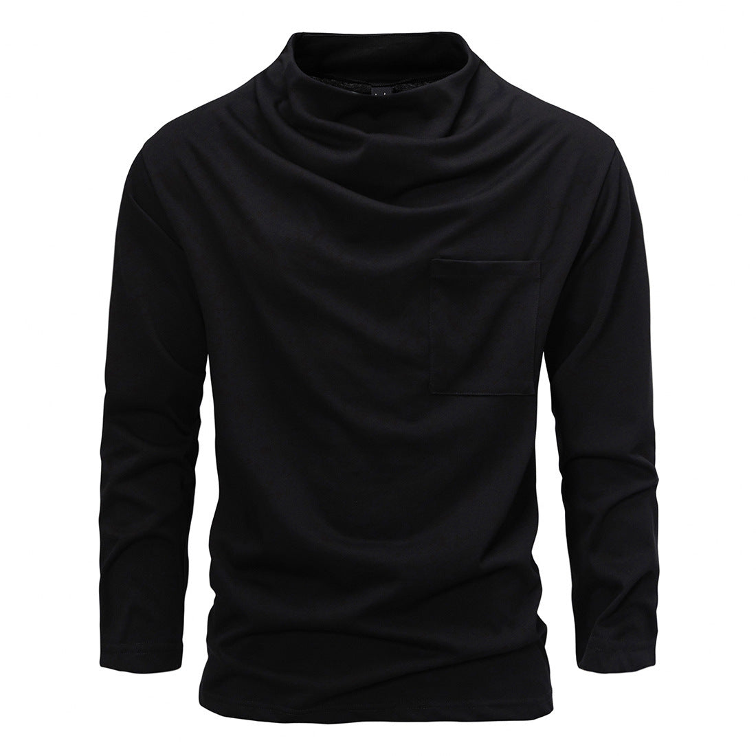 Men's Long Sleeve Shirt with Waterfall Collar and Chest Pocket Chichicherry