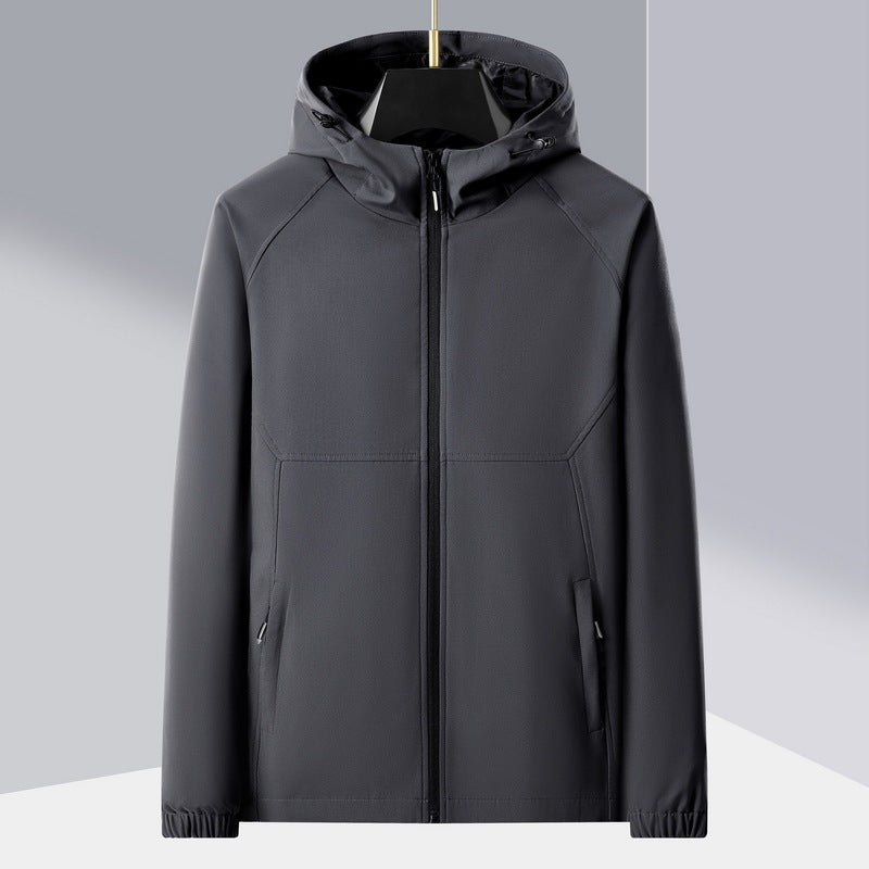 Men's lightweight softshell outdoor jacket with ergonomic hood and diagonal chest zip Chichicherry