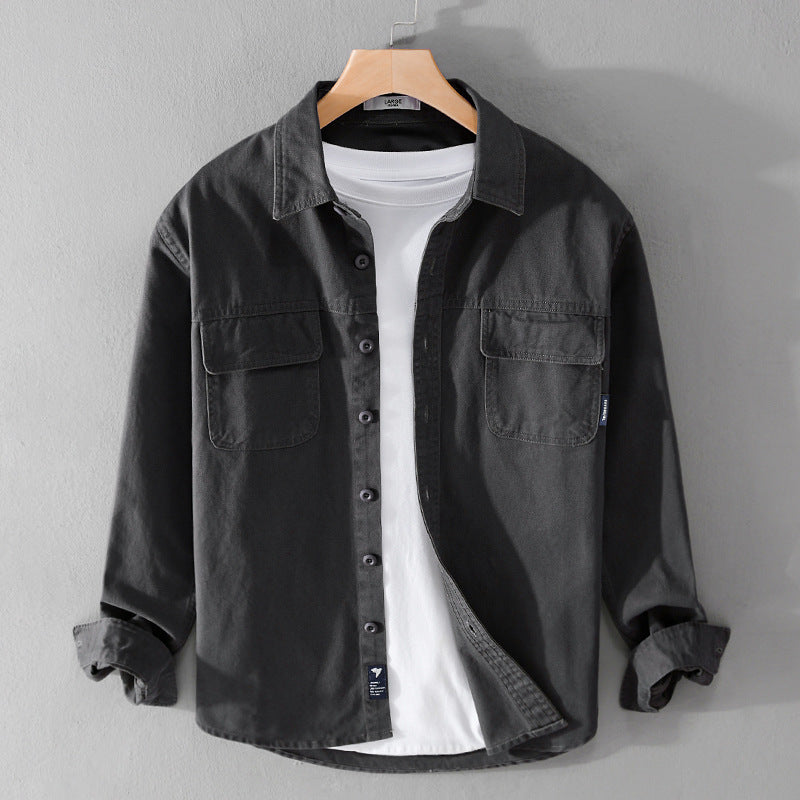 Men's overshirt jacket made of cotton twill with patch chest pockets and button placket Chichicherry