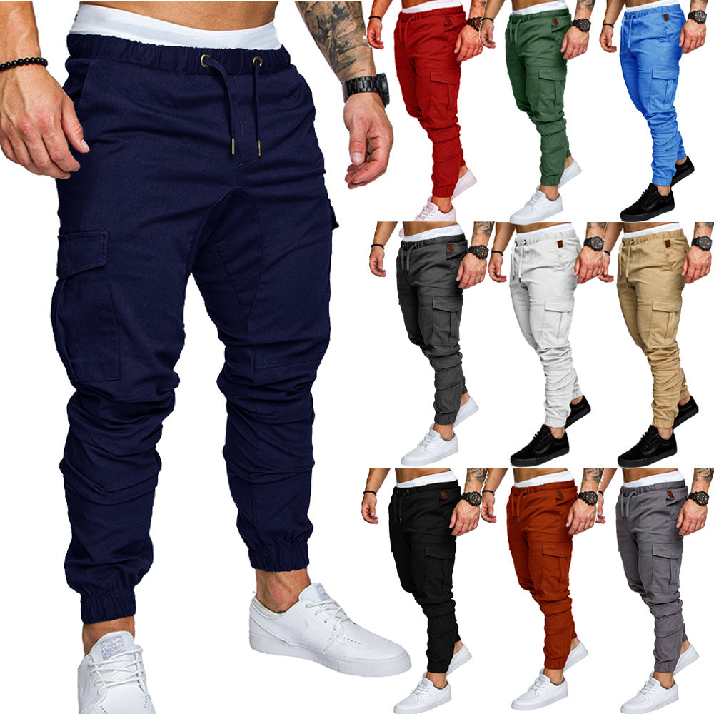 Men Tapered Cargo Jogger with elastic waistband, drawstring and pouch pockets Chichicherry