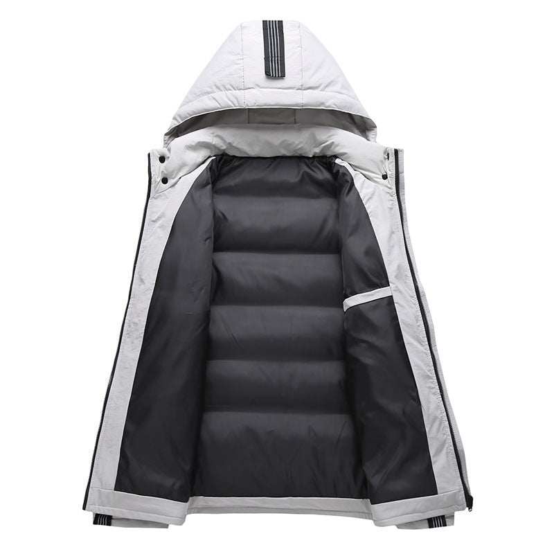Men's quilted thermal hooded jacket in urban sports style with contrast sleeves Chichicherry