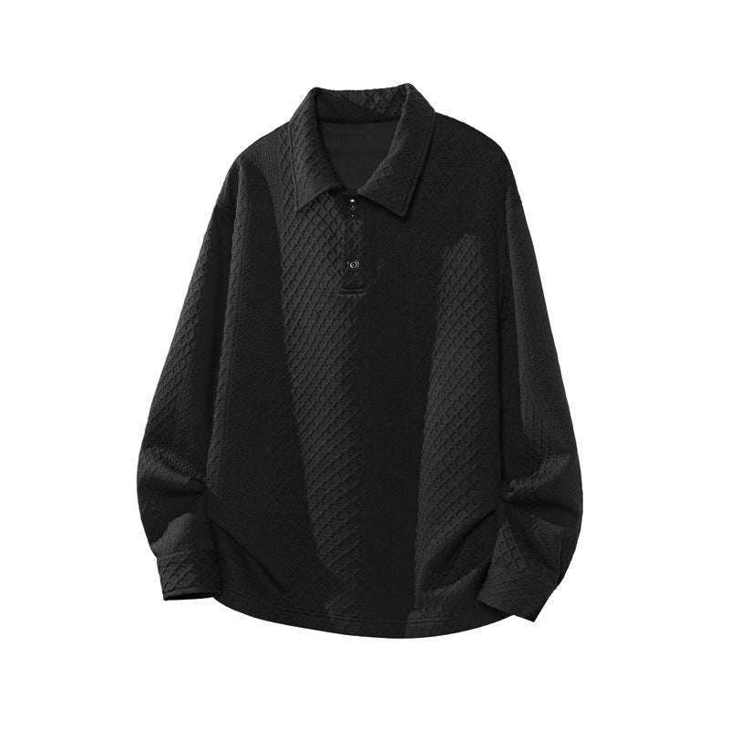 Men's Oversized Polo Shirt Sweatshirt with Diamond Pattern, Extended Cut and Polo Collar Chichicherry