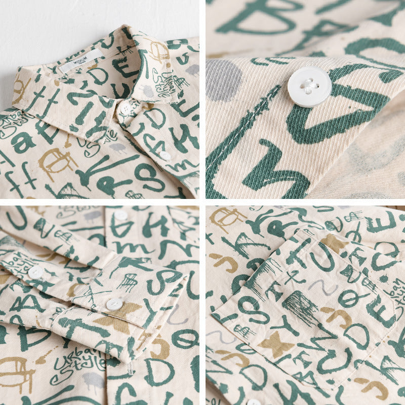 Men's overshirt in urban graffiti letter print made of cotton blend Chichicherry