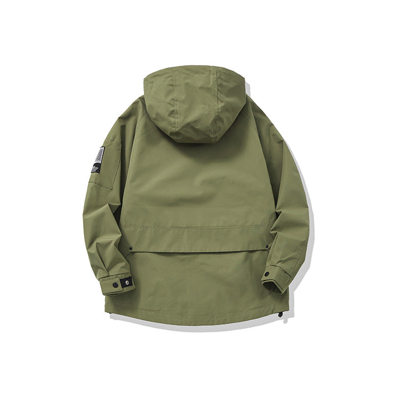 Unisex multifunctional outdoor parka in boxy cut with adjustable hood and asymmetrical zip pockets Chichicherry