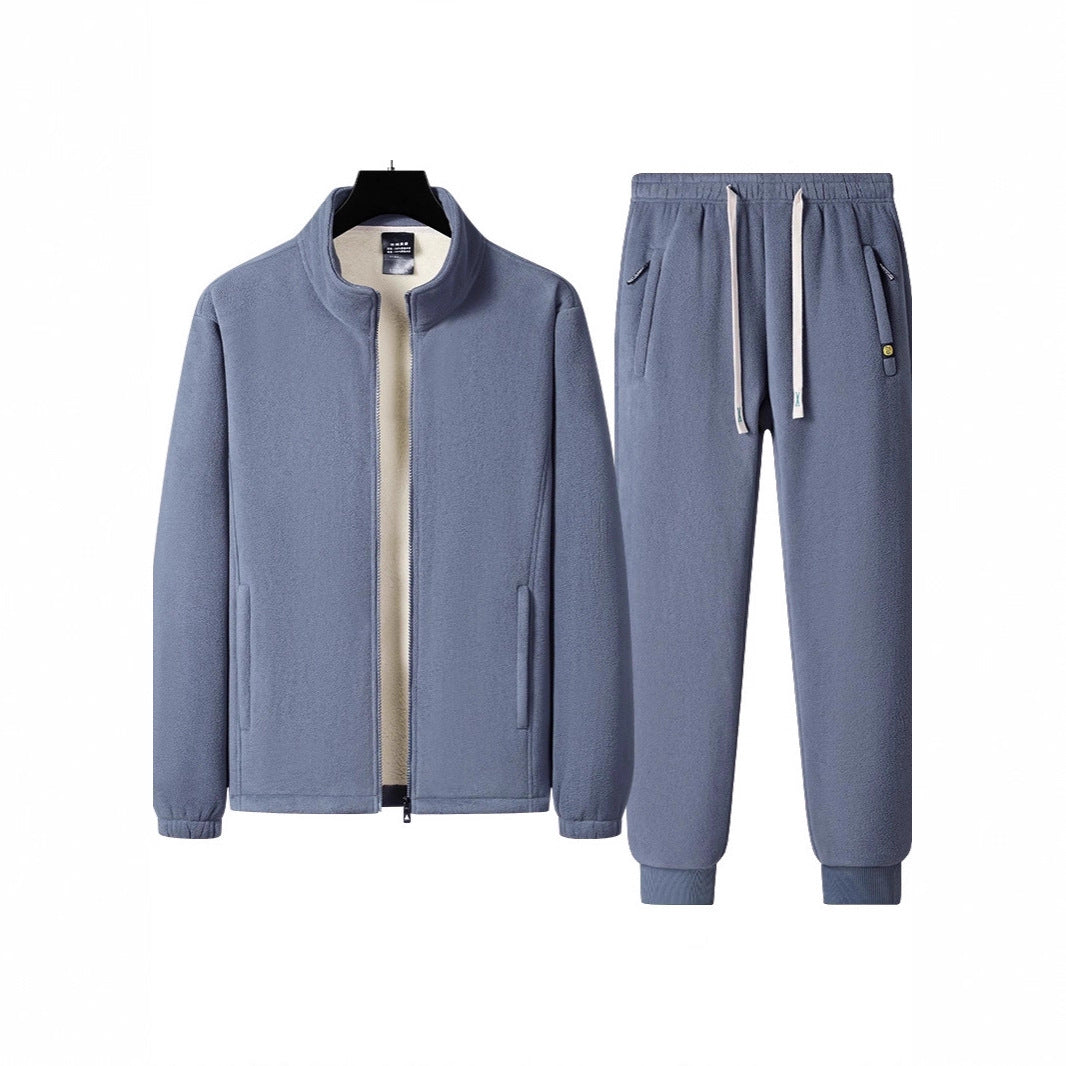 Men's Three-Piece Thermal Fleece Training Set with Padded Vest and Jogging Pants Chichicherry