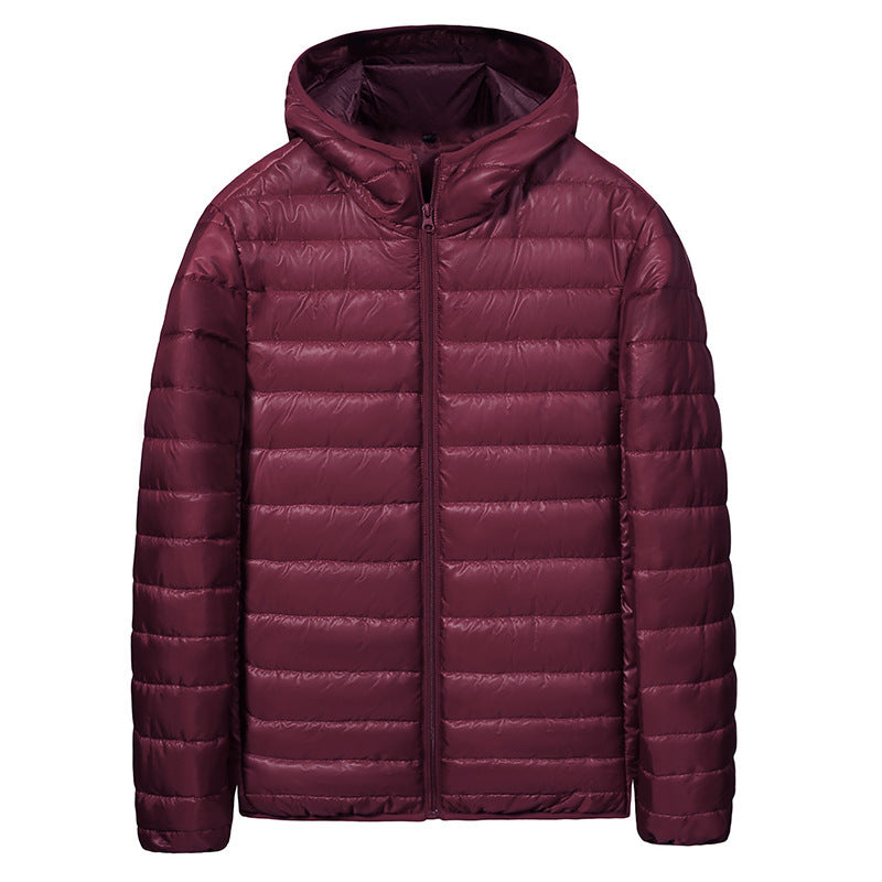 Men's ultralight quilted hoodie with horizontal chamber cut quilting and full zip Chichicherry