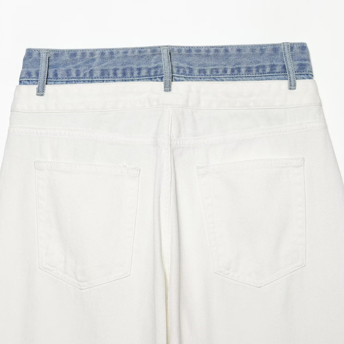 Women High-Waist Culotte Jeans with Wide Leg and Contrasting Jeans Waistband Chichicherry