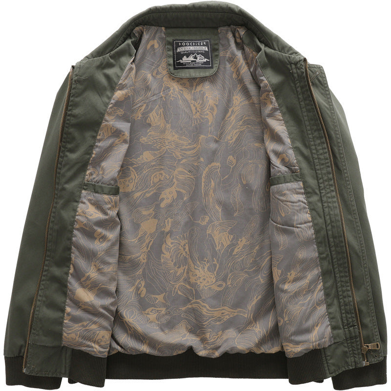 Men's lightweight Harrington jacket in worker look with button flap pockets, zipper and ribbed cuffs Chichicherry