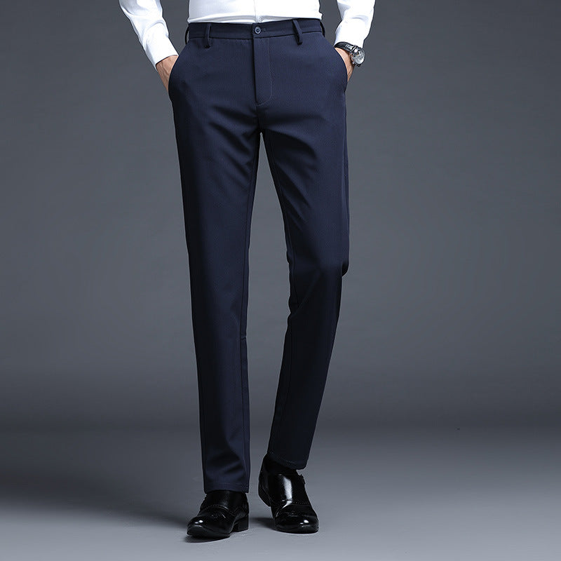 Men's Formal Slim-Fit Suit Trousers with Stretch Waistband and Crease Chichicherry
