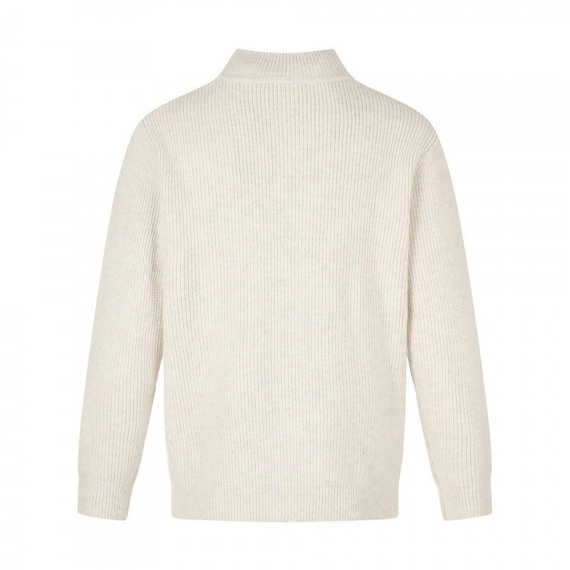 Unisex Zip-knit jacket in boxy cut with stand-up collar and ribbed texture Chichicherry