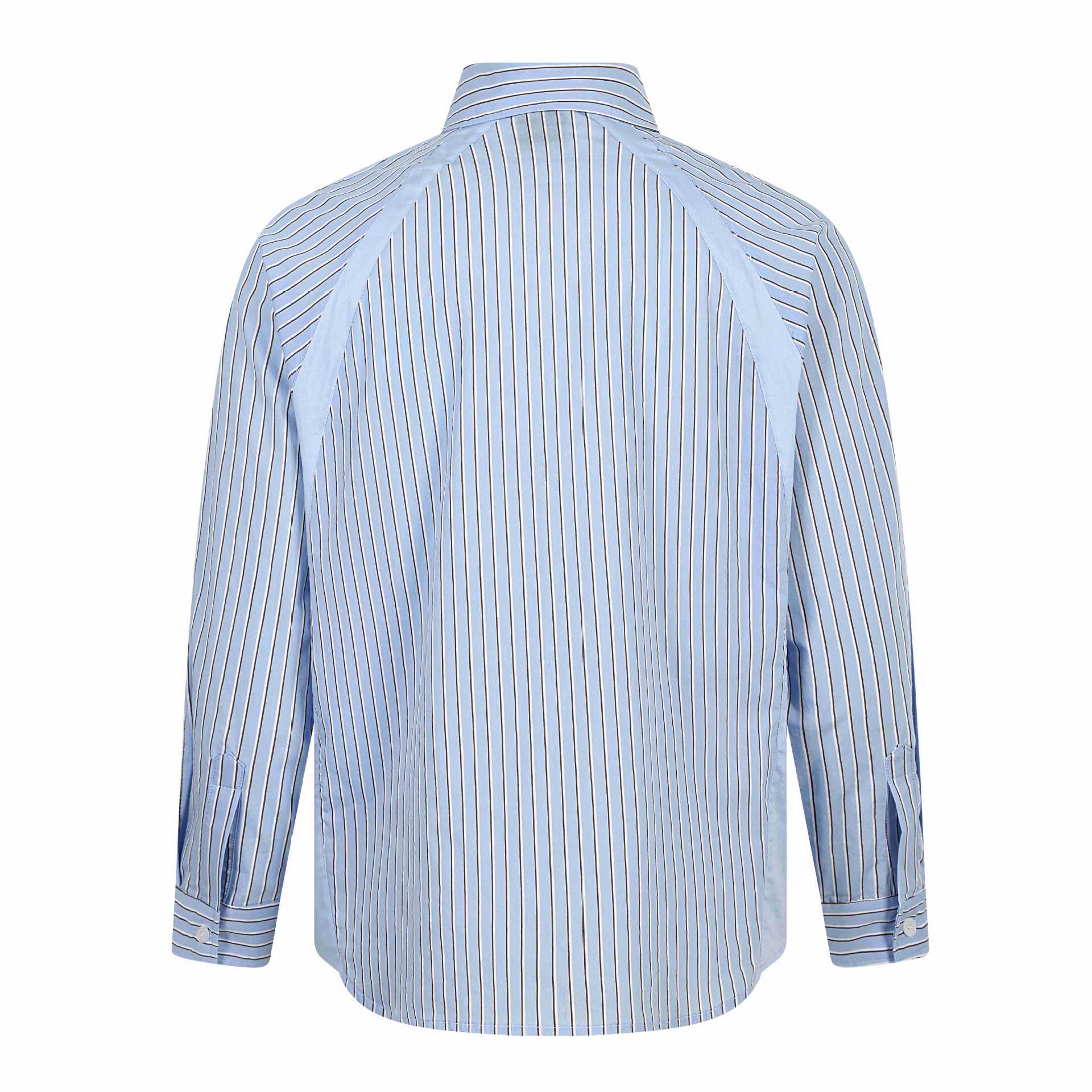 Men's Striped Cotton Shirt with Embroidered Logos and Contrasting Piping Chichicherry