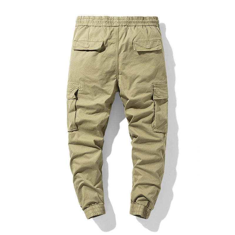 Men's Cargo Joggers with Elastic Waistband, Multi-Functional Pockets and Smocked Cuffs Chichicherry