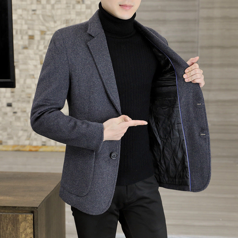Men's Slim-Fit Wool Blend Blazer with Notch Lapel Chichicherry