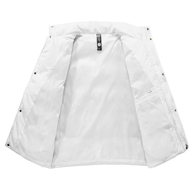 Men's oversized quilted jacket with high stand-up collar and snap button front Chichicherry
