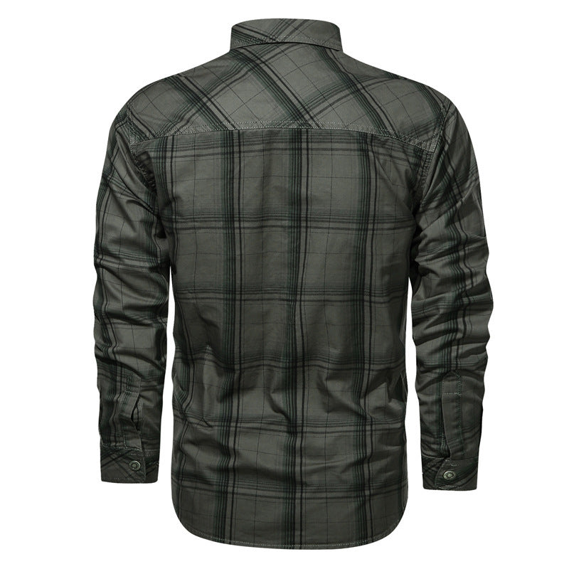 Men's checked utility shirt with chest flap pockets and reinforced canvas finish Chichicherry