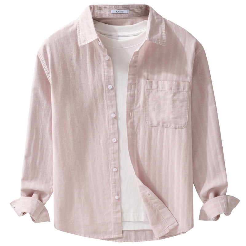 Men's Loose Structured Cotton Shirt in Layering Look with Chest Pocket Chichicherry