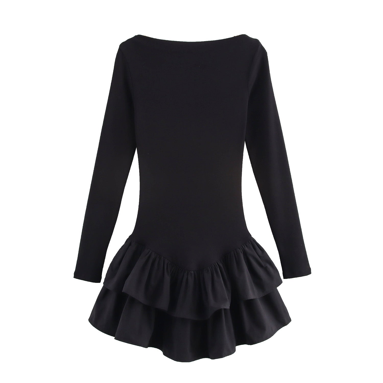 Women's figure-hugging mini dress with tiered ruffles and boat neckline Chichicherry