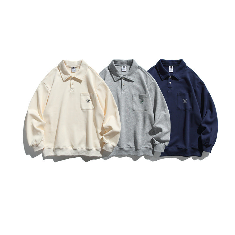 Unisex Relaxed-Fit Polo collar sweatshirt with chest pocket and fine ponte structure Chichicherry