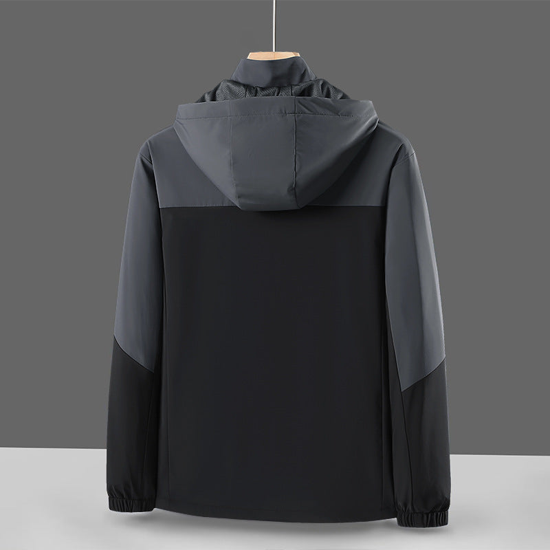 Men's Lightweight Softshell Windbreaker with Hood, Water-Repellent Membrane and Zipper Pockets Chichicherry