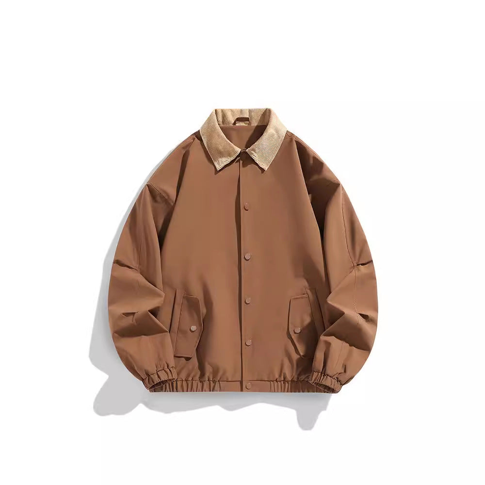 Men's Oversized Blouson with Cord Collar, Snap Button Closure, and Flap Pockets Chichicherry