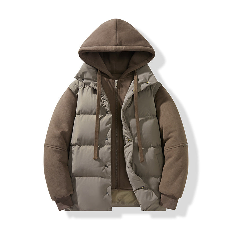Men's hybrid quilted jacket with integrated hood fleece inner layer Chichicherry