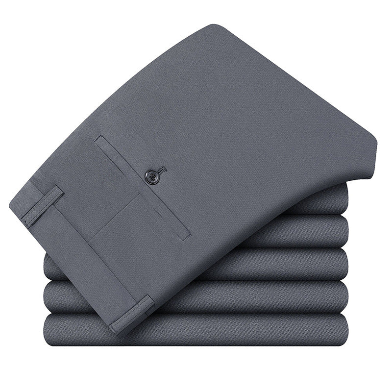 Men's Elegant Business Trousers with Stretch, Creased Fold and Jet Pocket Chichicherry