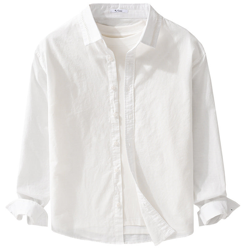 Men's Lightweight Cotton Shirt with Layered Look and Kent Collar Chichicherry
