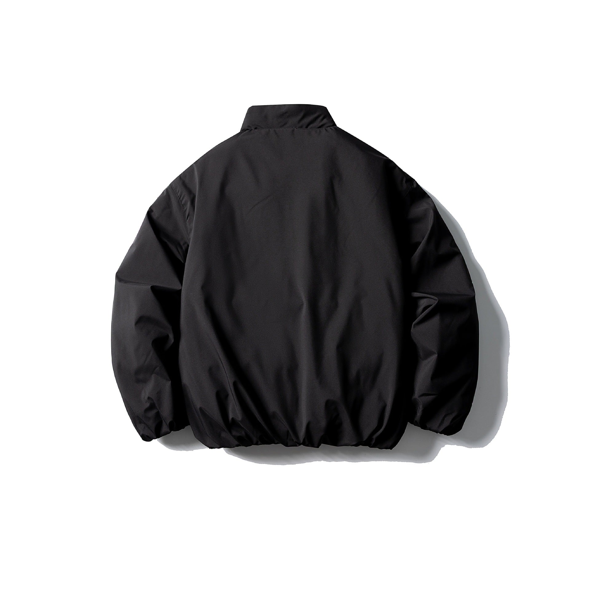 Unisex Short Boxy Thermal Blouson with High Standing Collar, Elastic Hem and Concealed Zipper Chichicherry
