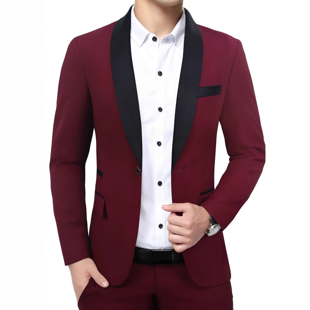 Men's Slim Fit Evening Suit Jacket in Tuxedo Style with Shawl Collar Chichicherry