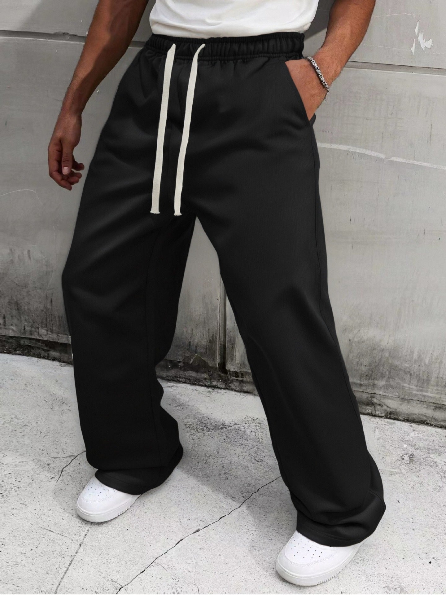 Men's Baggy Joggers in Urban Utility Style with Extra Wide Leg and Visible Drawstring Chichicherry