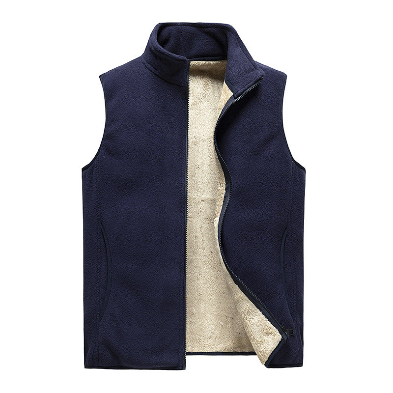 Men's Cozy Thermal Fleece Vest with Sherpa Lining, Stand-Up Collar and Zipper Closure