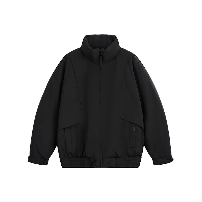 Men's Lightweight Windproof Urban-Utility Bomber Jacket with Stand Collar and Elastic Hem Chichicherry
