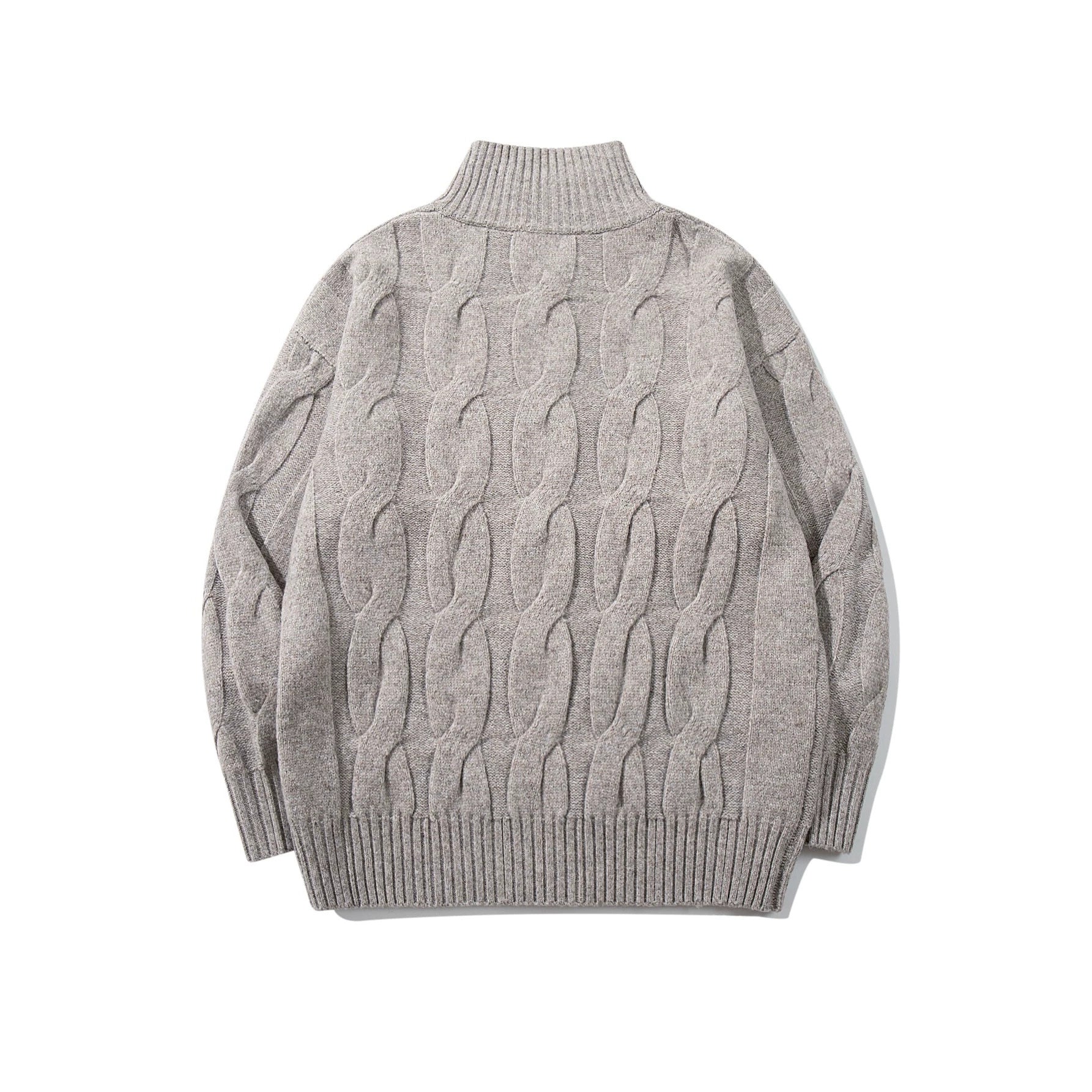 Women's thick knitted zip cardigan with cable pattern and high ribbed collar Chichicherry