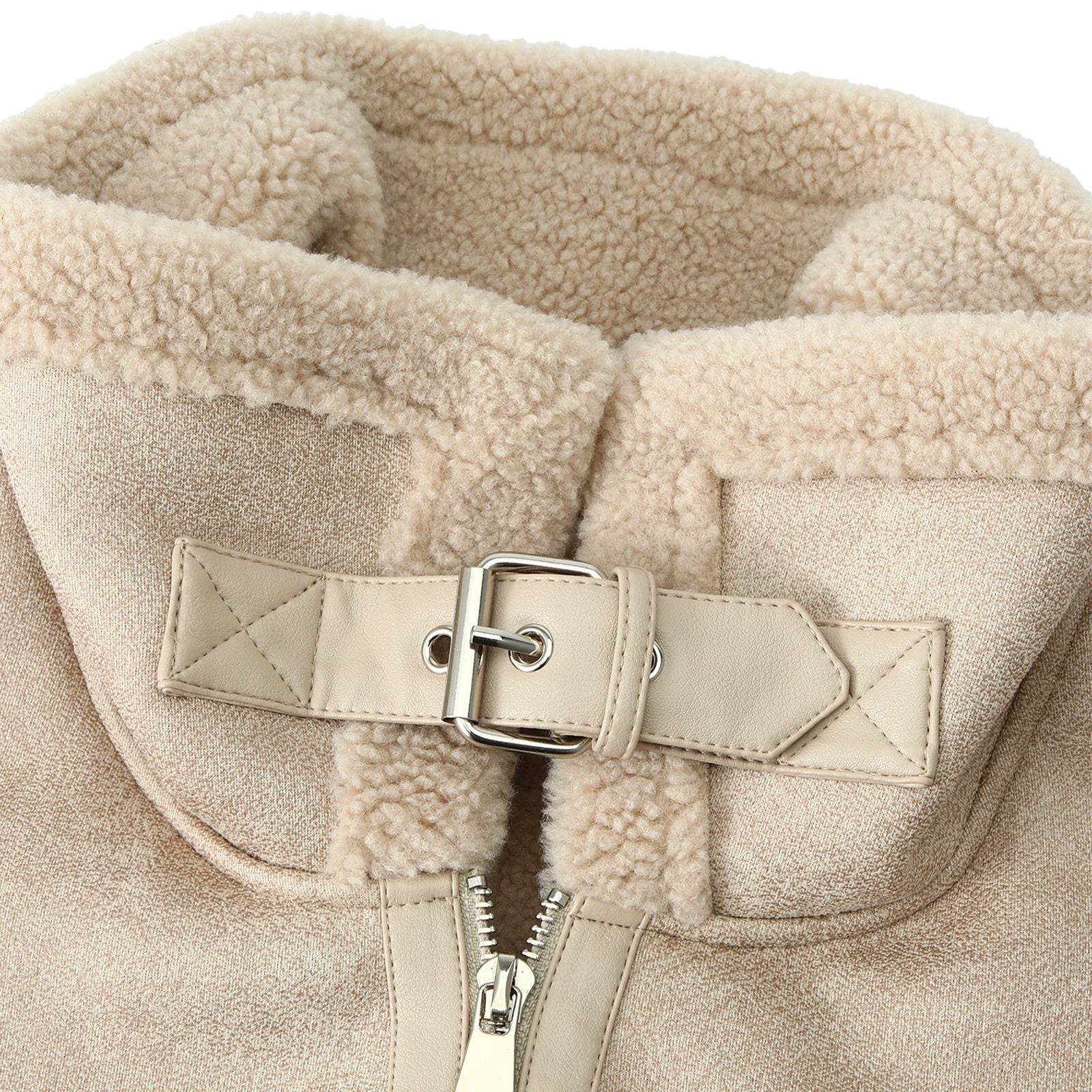 Women's Sleeveless Lambskin Look Vest with Teddy Lining and Zipper Pockets Chichicherry
