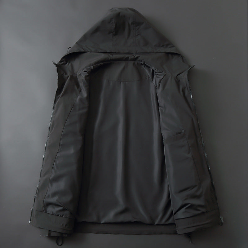 Men's Lightweight Water-Repellent Softshell Outdoor Jacket with Hood, Sealed Seams and Zipper Pockets Chichicherry