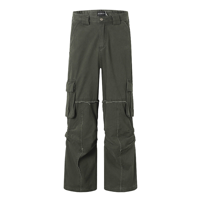 Women's Wide Cargo Culotte Pants with High Waist, Multi-Pockets and Visible Seam Details Chichicherry