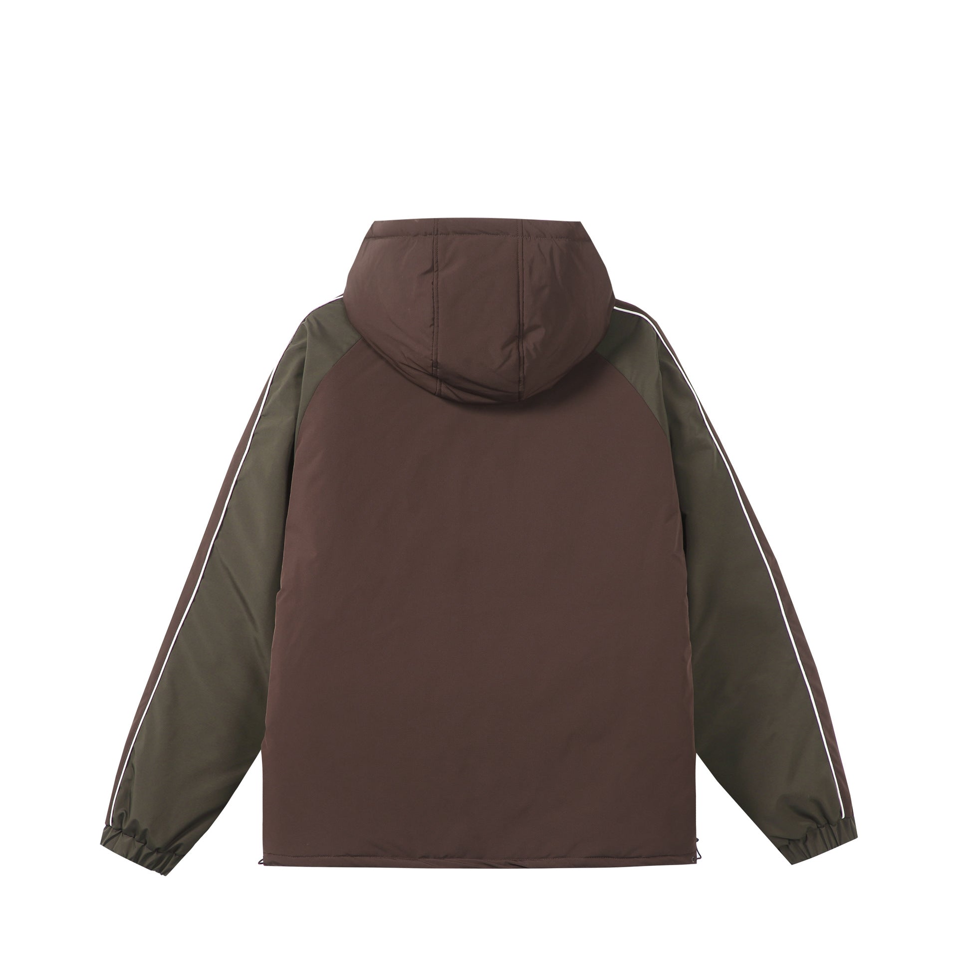 Unisex Short Cut Quilted Hooded Jacket with Reflective Piping and Drawstring Hem Chichicherry