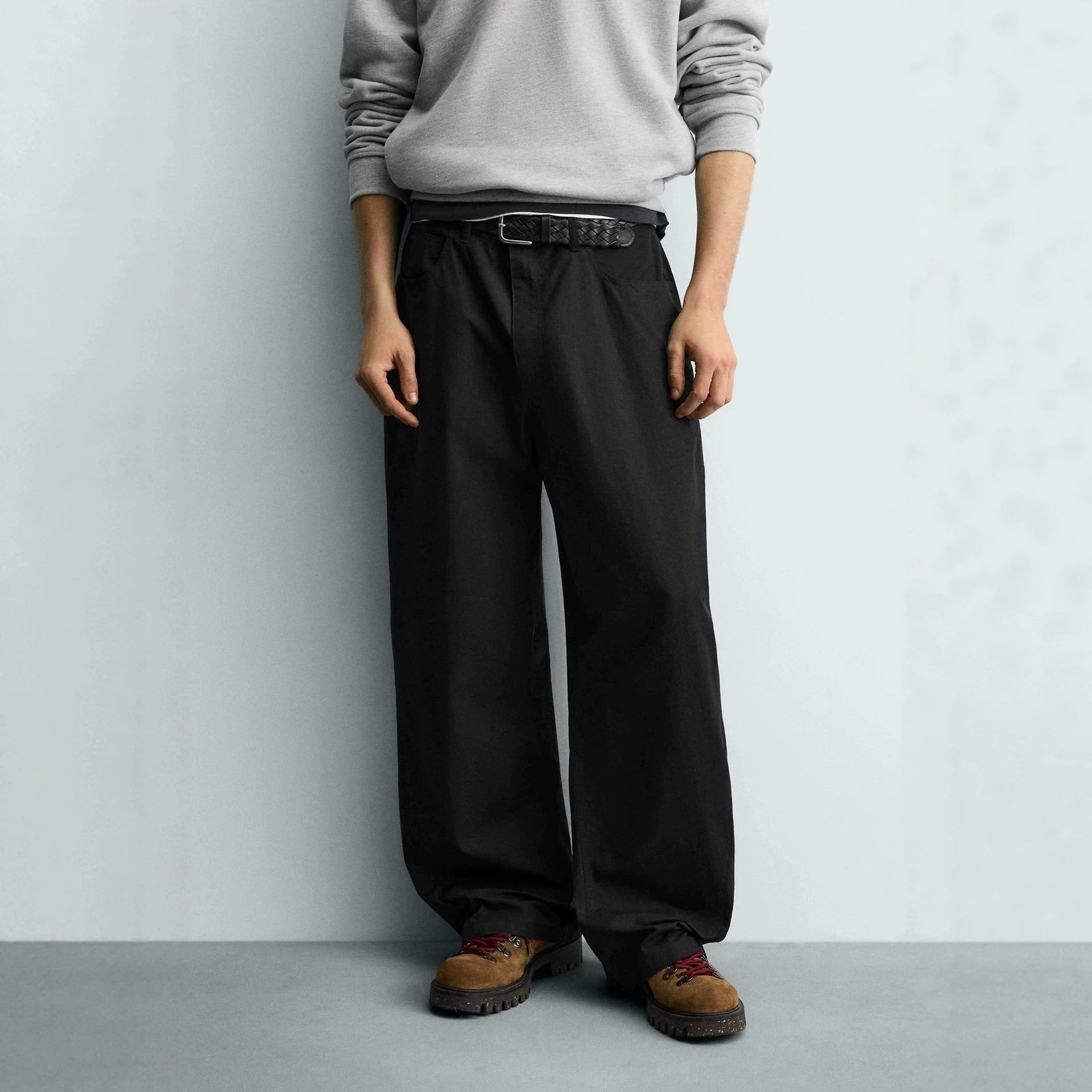 Women’s wide cropped chino pants with high waist and five-pocket design Chichicherry