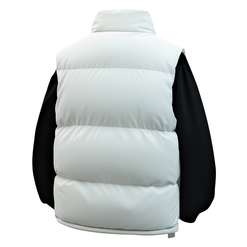 Men's Padded Utility Vest with High Stand Collar and Multi-Functional Pockets Chichicherry