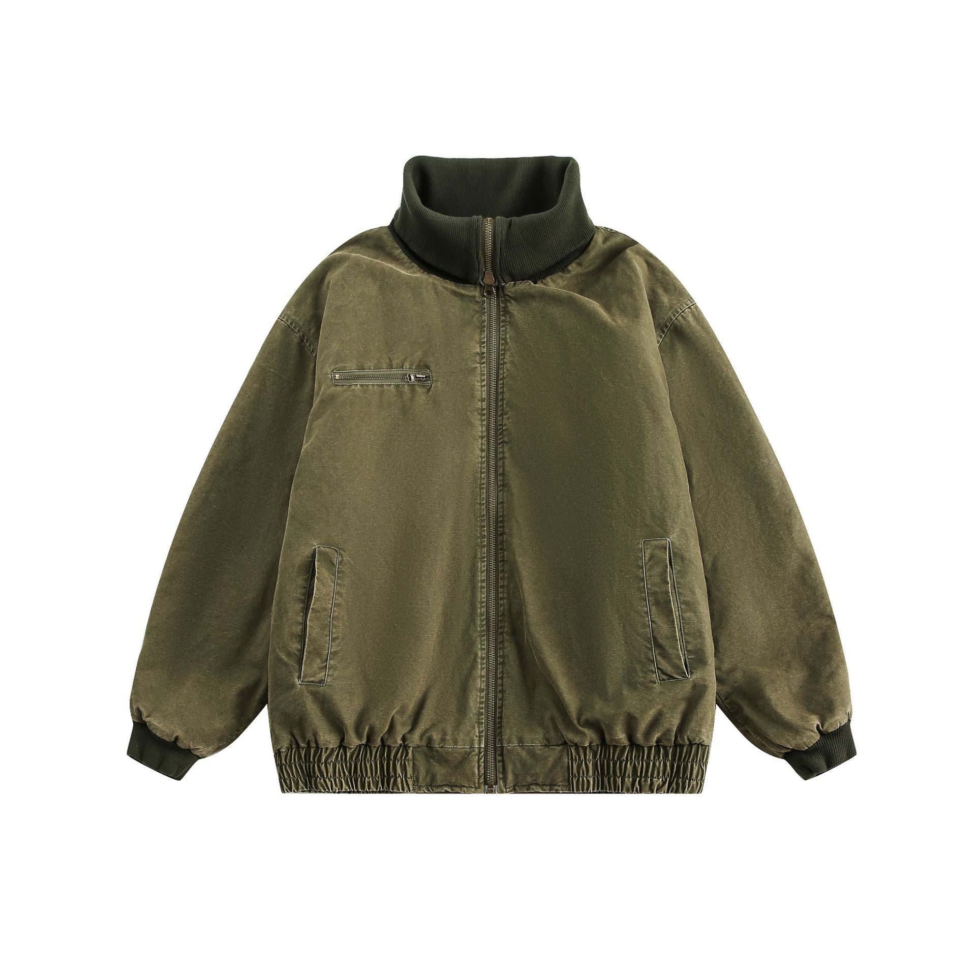Unisex Oversize Bomber Jacket with High Ribbed Collar and Elastic Hem Chichicherry