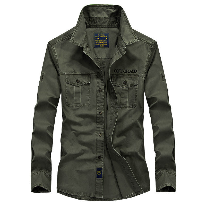 Men's shirt jacket in utility style with chest flap pockets and off-road embroidery Chichicherry