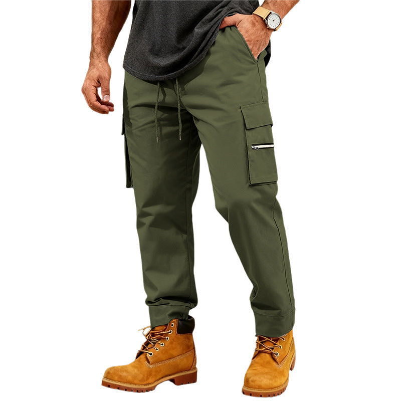 Men's Functional Cargo Jogging Pants with Drawstring, Zipper Pocket and Cuffs Chichicherry