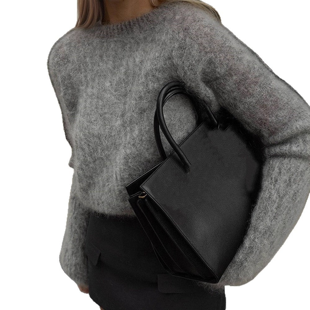 Women's Oversized Mohair Sweater with voluminous Balloon Sleeves and Fine Knit Collar Chichicherry