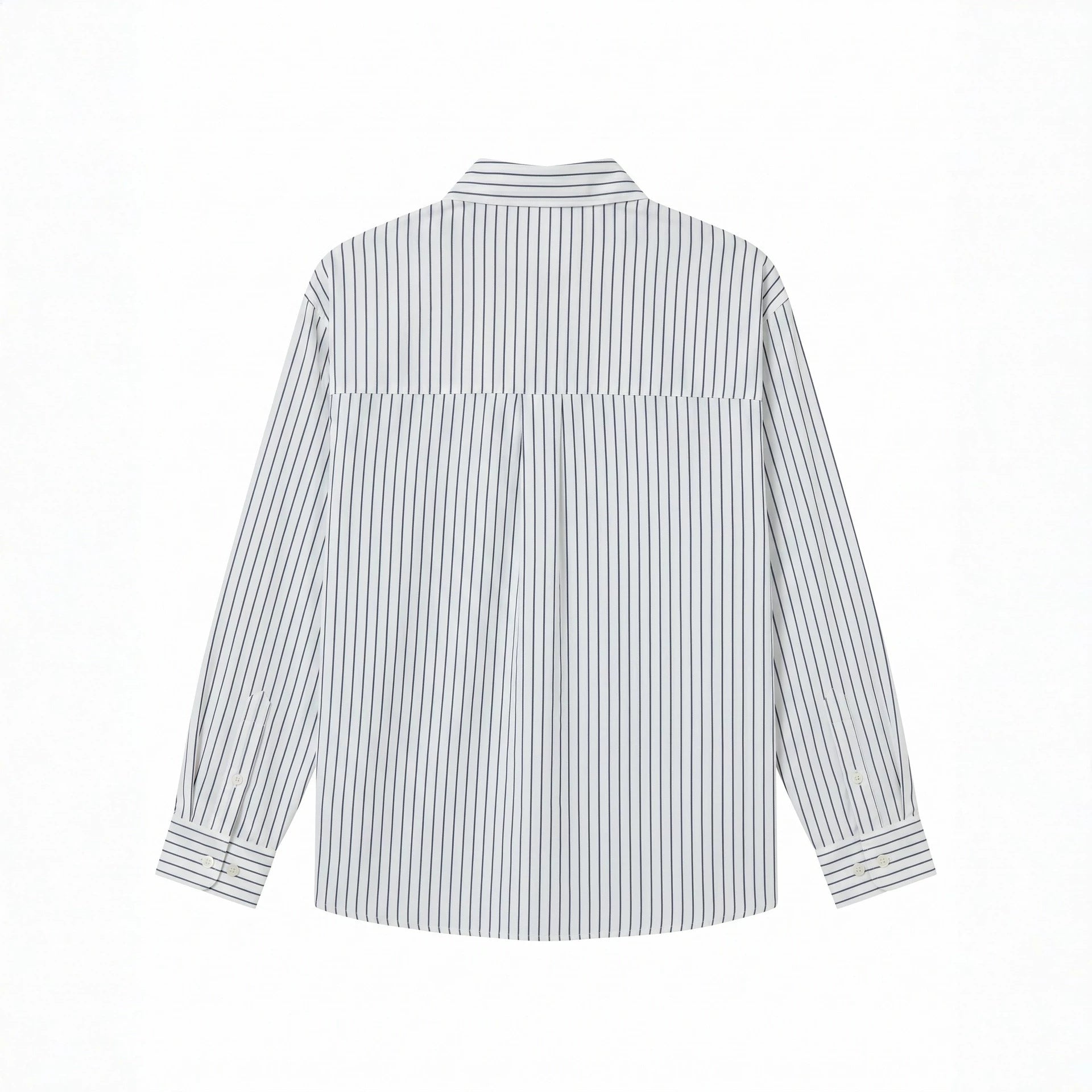 Women's oversized shirt blouse made of cotton blend with pinstripes, chest pocket, and doodle print Chichicherry