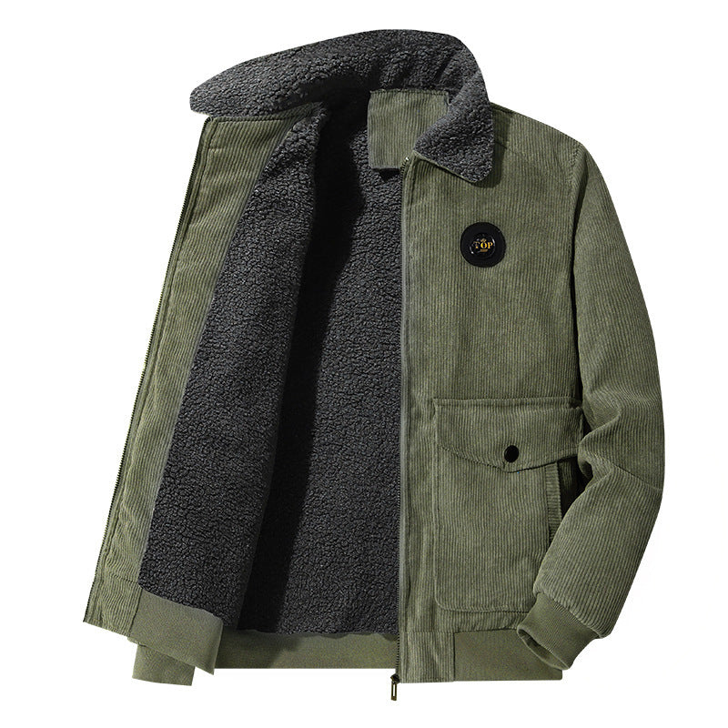 Men's corduroy jacket with teddy lining, shirt collar, and patch pockets Chichicherry