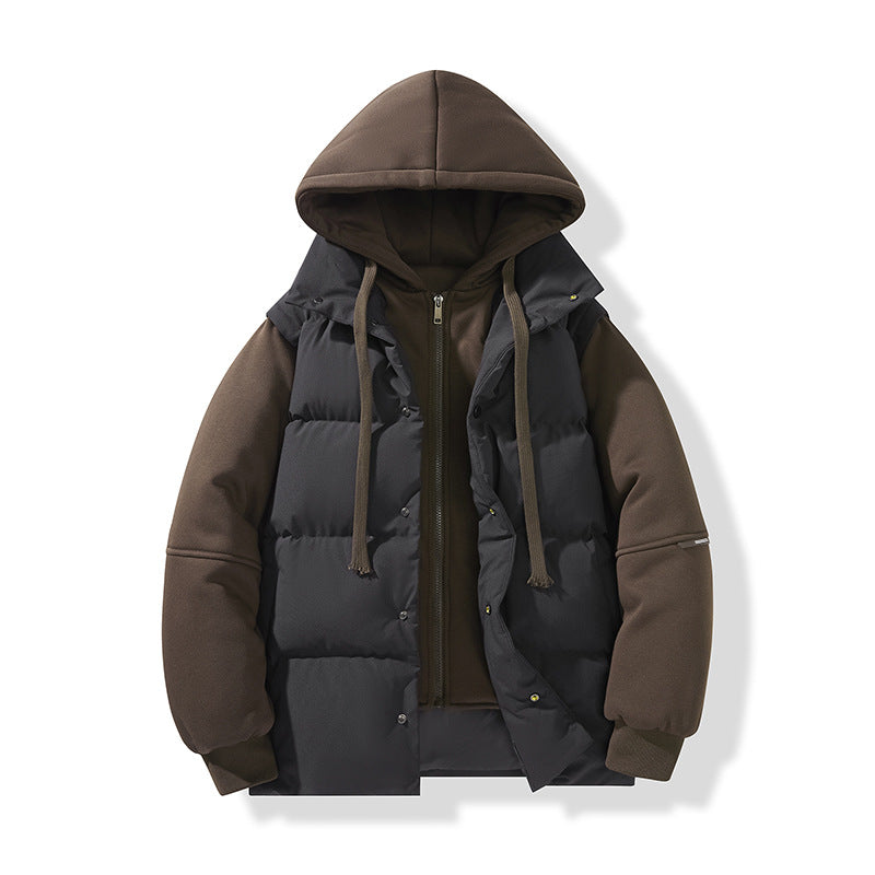 Men's hybrid quilted jacket with integrated hood fleece inner layer Chichicherry