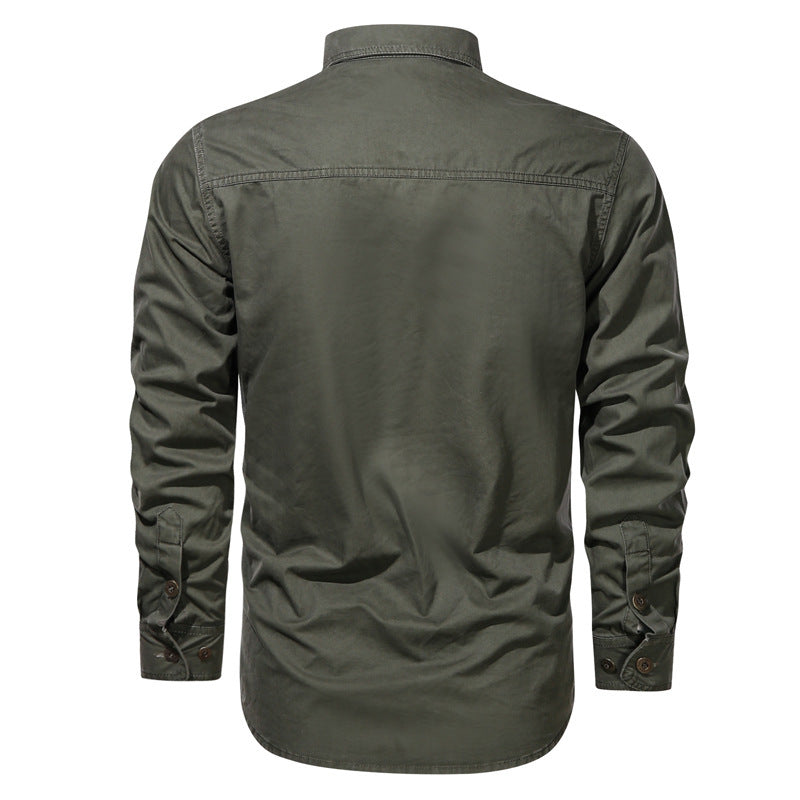Men's sturdy canvas work shirt with chest flap pockets and shirt collar Chichicherry