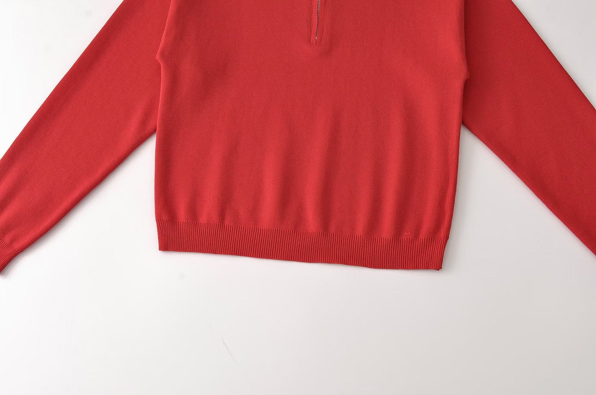 Women's Relaxed Half-Zip Fine Knit Sweater with Stand Collar and Dropped Shoulder Chichicherry